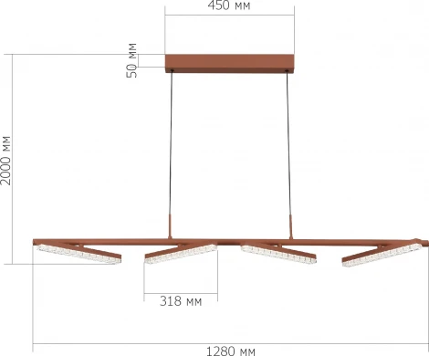 Подвесной светильник ST Luce SL1018 SL1018.603.04 терракотовый/прозрачный LED 4*32W 4000K (220V, на проводе)