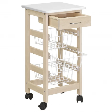 Тумба с ящиком и корзинами белый/лак Mebelik 008477