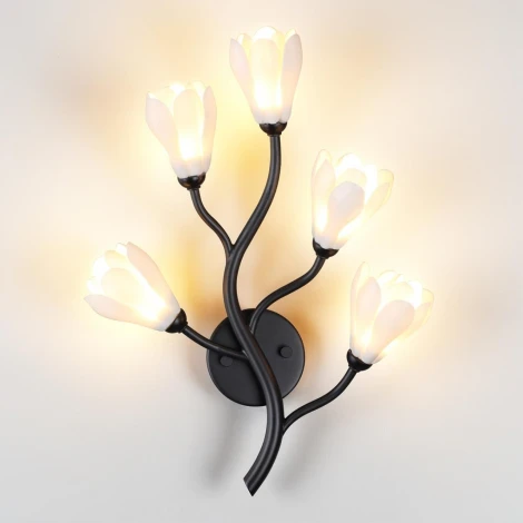 Бра Odeon Light Gardi 5090/5W черный матовый/белый/фарфор G4 LED 5*5W (220V, цветы)