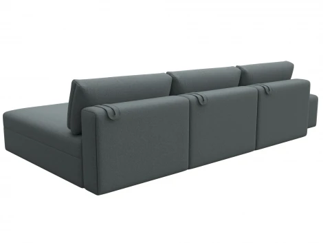 Диван угловой модульный с пуфом Лига-060 НПБ Лонг угол универсальный (ЛДСП,Брус,Фанера/Пластик/Рогожка/Серый) Лига Диванов 129720