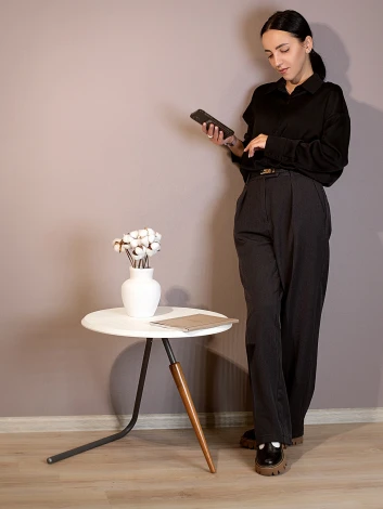 Стол журнальный Дуэт 7Н белый/серый бетон/бук Mebelik арт.009212