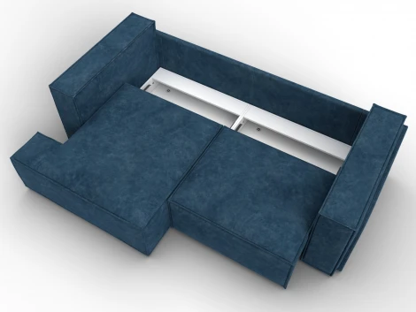 Диван угловой Лига-061 угол левый (ДСП,Брус,Фанера,Велюр/Синий) Лига Диванов 131147L