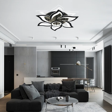 Потолочная люстра Natali Kovaltseva Olimp HIGH-TECH LED LAMPS 82020 BLACK (регулировка яркости, 220V, пульт управления, цветы)