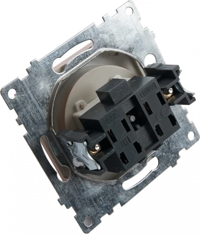 Розетка с заземлением и шторками (шампань) Stekker Катрин 39596