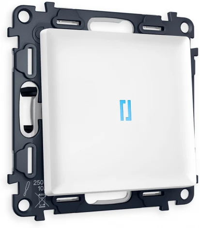 Комплект механизма Ambrella Volt 1-клавишного проходного выключателя с подсветкой 10000K ALFA MA122040 Белый матовый QUANT