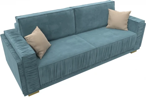 Диван прямой Лига-044 (Бирюзовый,Бежевый/Велюр) Лига Диванов арт.122251