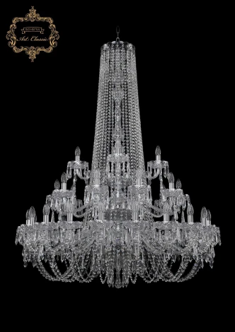 Подвесная большая люстра Art Classic 11.23 11.23.20+10+5.400.3d.h-150.Cr.Dr (220V, хрусталь, на цепи, подсвечник, свеча)