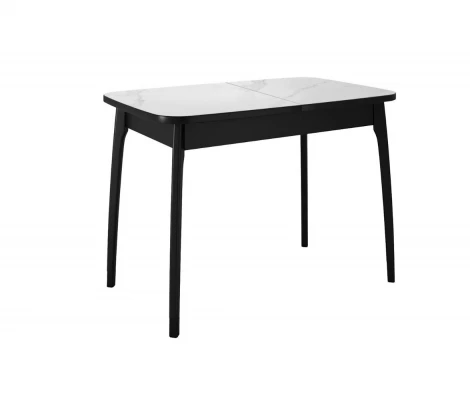 Стол DikLine MK40 Керамика Белый мрамор/подстолье черное/опоры черные арт.00-00079584
