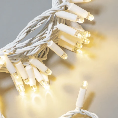 Гирлянда Нить 10м тепло-белая 24В, 100 LED, провод белый каучук 2,3мм, IP65 Laitcom ECO100-8-1WW