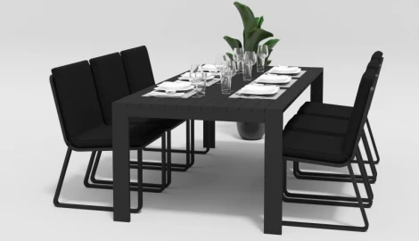 Обеденная группа Gardenini Malia (Алюминий,Ткань/Темно-серый,Черный) DMLA.010622.C2