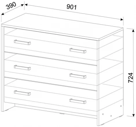 Комод Woodville Taika дуб золотой / камень темный 499622