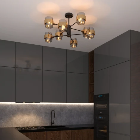 Потолочная люстра на штанге Arcada 70127/8 Eurosvet черный/дымчатый (220V)