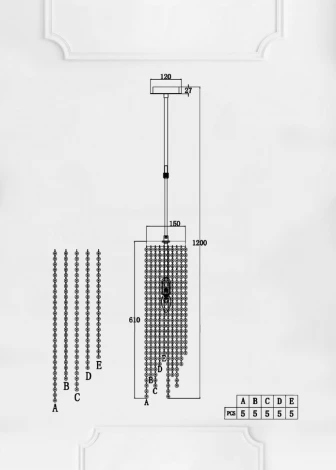 Потолочная люстра на штанге Lumien Hall Markellin LH0040/1P-NK-CL