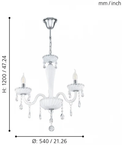 Подвесная люстра Eglo Carpento 39112 (220V, на цепи, подсвечник, свеча)