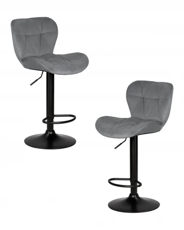 Набор 2 шт стул барный DOBRIN BARNY BLACK (серый велюр (MJ9-75))