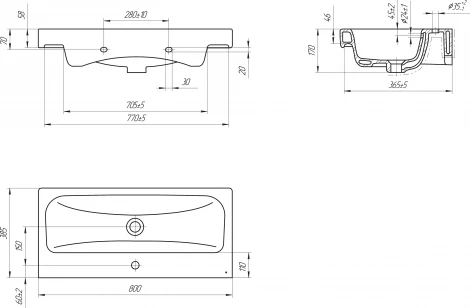 Раковина Cersanit Moduo slim 80