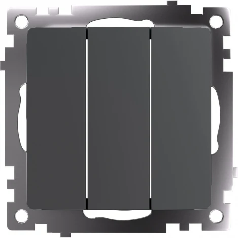 Выключатель трехклавишный (графит) Stekker Катрин 49415