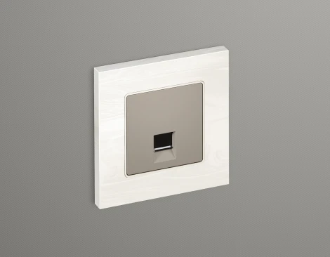 Лицевая панель Ambrella Volt ALFA (Серо-бежевый матовый) для компьютерной/телефонной розетки RJ-45/RJ-11 QUANT AP3720