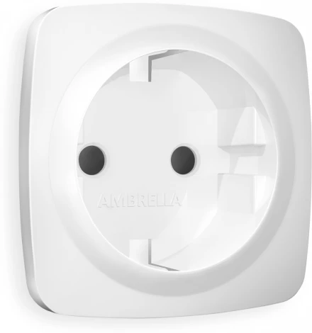 Лицевая панель Ambrella Volt OMEGA (Белый матовый) для электрической розетки с/з со шторками QUANT OP1270