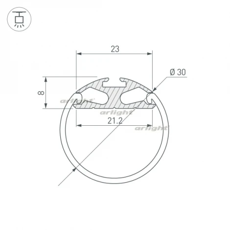 Профиль ROUND-D30-2000 ANOD (Алюминий) 023860 Arlight