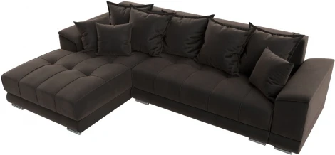 Диван угловой НордСтар левый угол (Коричневый/Велюр) Лига Диванов арт.121109L