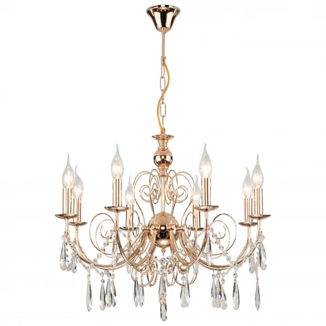 Подвесная люстра Eurosvet Wispa 10094/8 золото/прозрачный хрусталь Strotskis