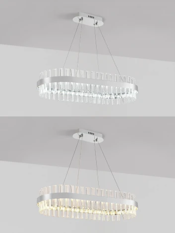 Подвесная люстра с таймером Natali Kovaltseva Smart Нимбы LED LAMPS 81253 (220V, хрусталь, пульт управления, управление смартфоном, на тросе)