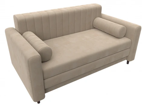 Диван прямой Лига-070 (ЛДСП,Брус,Фанера/Дерево/Велюр/Бежевый) Лига Диванов 129743