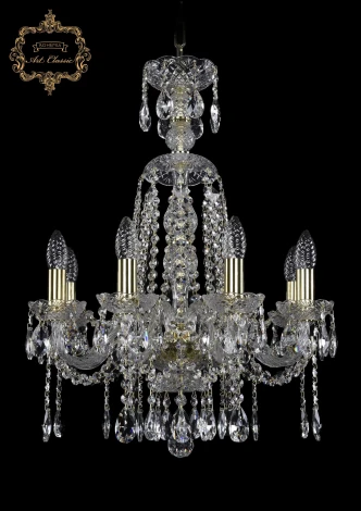 Подвесная люстра с хрустальными подвесками Art Classic 11.12 11.12.8.165.XL-63.Gd.Sp (220V, на цепи, подсвечник, свеча)