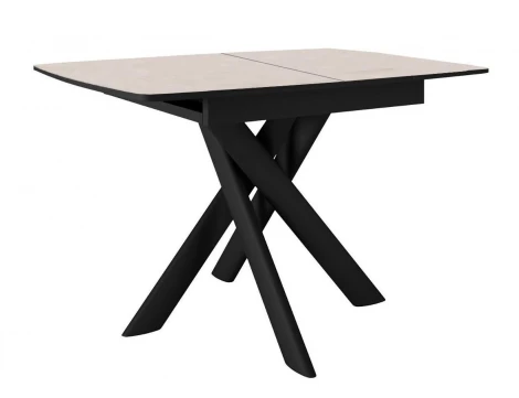 Стол DikLine DKB110, Керамика Krater Perla (бежевый матовый)/подстолье черное/опоры черные 00-00081862