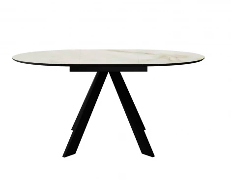 Стол DikLine SKC110 d1100 Керамика глянец Ostra Bianco (мрамор глянец белый)/подстолье черное/опоры черные 00-00081865