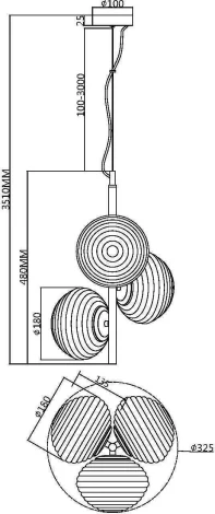 Подвесной светильник Maytoni Reels MOD268PL-03B (220V, на проводе, шарики)