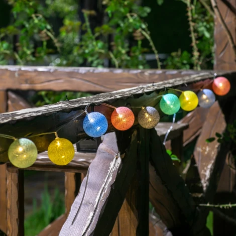 Садовая гирлянда на солнечной батарее «Клубки». 10 светодиодов, 1*АА Ni-Mh аккумулятор в/к. IP44 Uniel USL-S-139/PM2000 COTTON BALLS