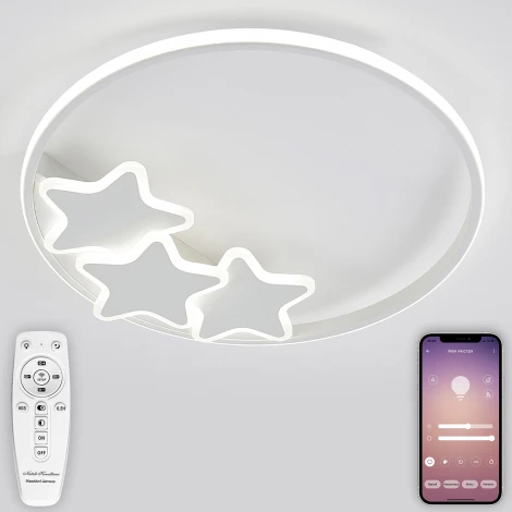 Потолочная светодиодная люстра Natali Kovaltseva Stars LED LAMPS 81180 с пультом ДУ, моб. приложением 100W, белый, LED (регулировка яркости, 220V, круглые, звезды)