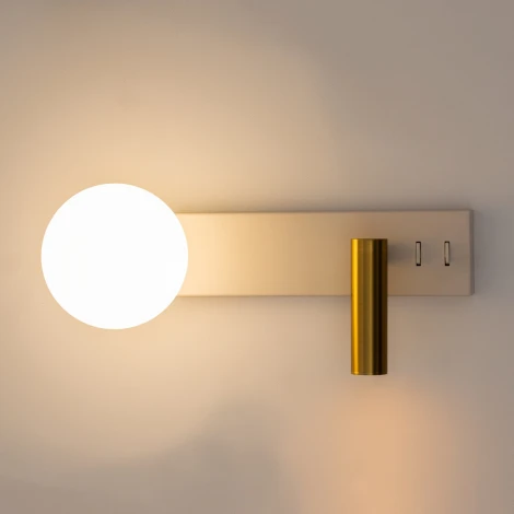 Настенный светильник для чтения со спотом Citilux Декарт CL704450 (220V, выключатель, шар)