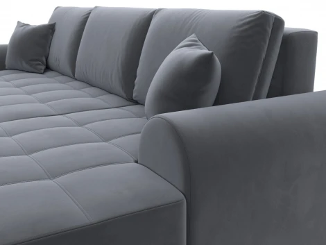 Диван угловой Лига-080 угол правый (ДСП/Пластик/Велюр/Серый) Лига Диванов 134748