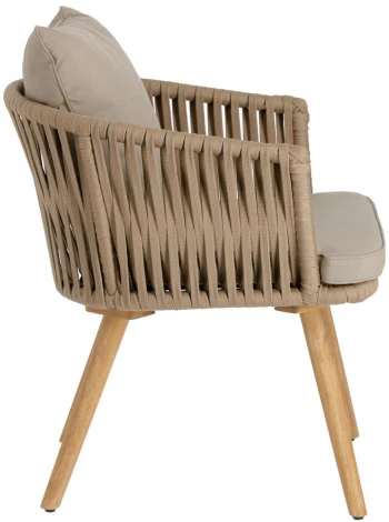 Стул уличный La Forma (ex Julia Grup) Hemilce (Бежевый,Серый/ Алюминий,Веревка,Пена,Полиэтилен,Акация)