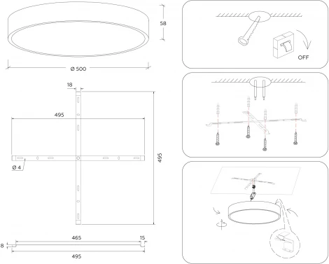 Потолочный светодиодный светильник круглый Ambrella Orbital Air Alum FV5533 (220V, круглые)