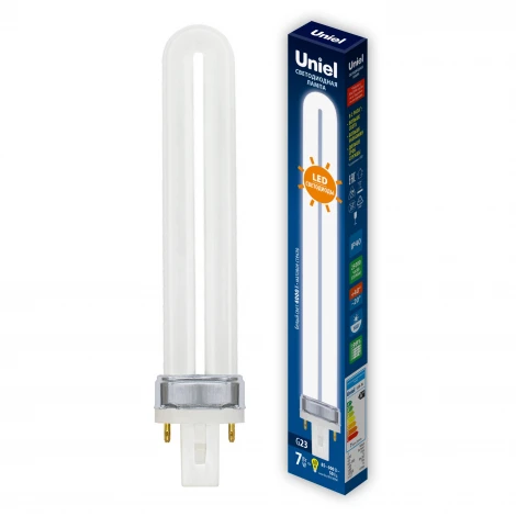 Лампа светодиодная. форма PL, матовая, белый свет 4000K Uniel PL, PLL LED-PL-7W/4000K/G23/FR PLZ03WH