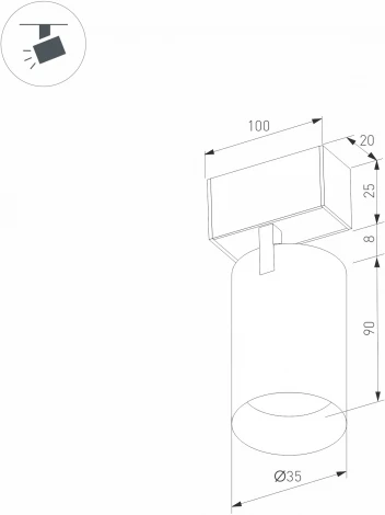 светильник магнитный MAG-SPOT-25-R90-9W Warm3000 (BK, 30 deg, 24V, DALI) (Arlight, IP20 Металл) 046310