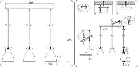 Подвесной светильник Ambrella TRADITIONAL TR8466