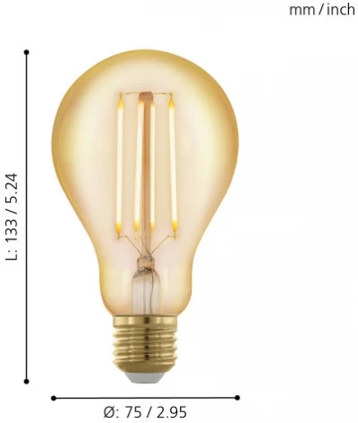 Лампочка светодиодная филаментная E27 4W 220V 320 lm 1700K Eglo Lm_led_e27 11691
