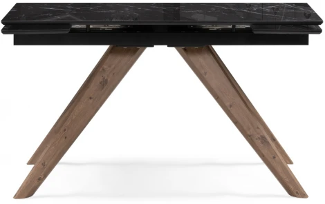 Стеклянный стол Woodville Морсби 140х80х76 черный мрамор / орех кантри 532398