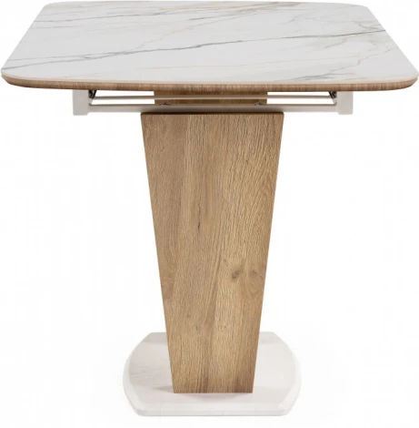 Стол на тумбе Петир (Петир 120(160)х80х75 gilt white / дуб монтана) Woodville арт.588013