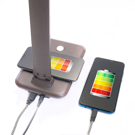 Офисная настольная лампа с беспроводным ЗУ Feron 41451 (LED, 220V, диммер, сенсорный выключатель)