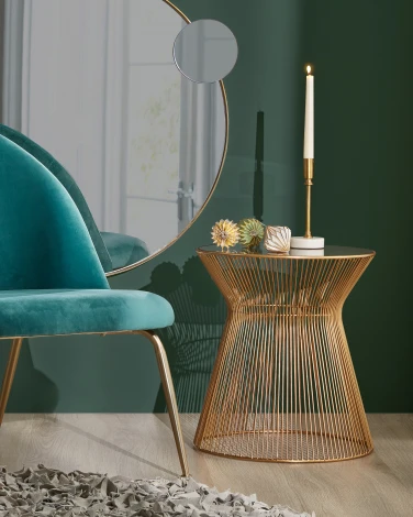 Журнальный стол La Forma (ex Julia Grup) Jolene (Золотой,Прозрачный/ Стекло,Железо,Металл)