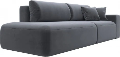 Диван прямой Лига-036 НПБ Модерн подлокотник справа (Серый/Велюр) Лига Диванов арт.121344