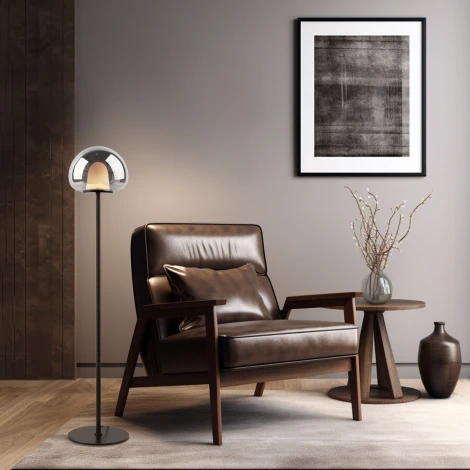 Торшер светодиодный светильник со стеклянным плафоном Eurosvet Twice 90327/1 черный (220V)