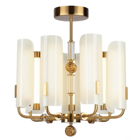 Подвесная/потолочная люстра Odeon Light Lion 5467/35L белый/коричневый/античная бронза/металл/стекло/декор металл LED x 35W (5W*7) 3000K