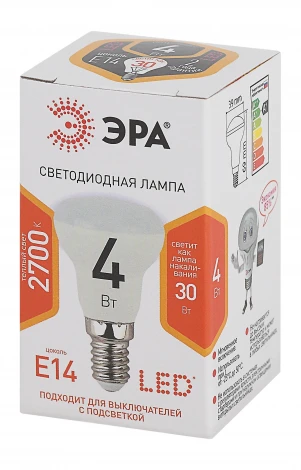 Лампочка светодиодная E14 4W ЭРА LED R39-4W-827-E14